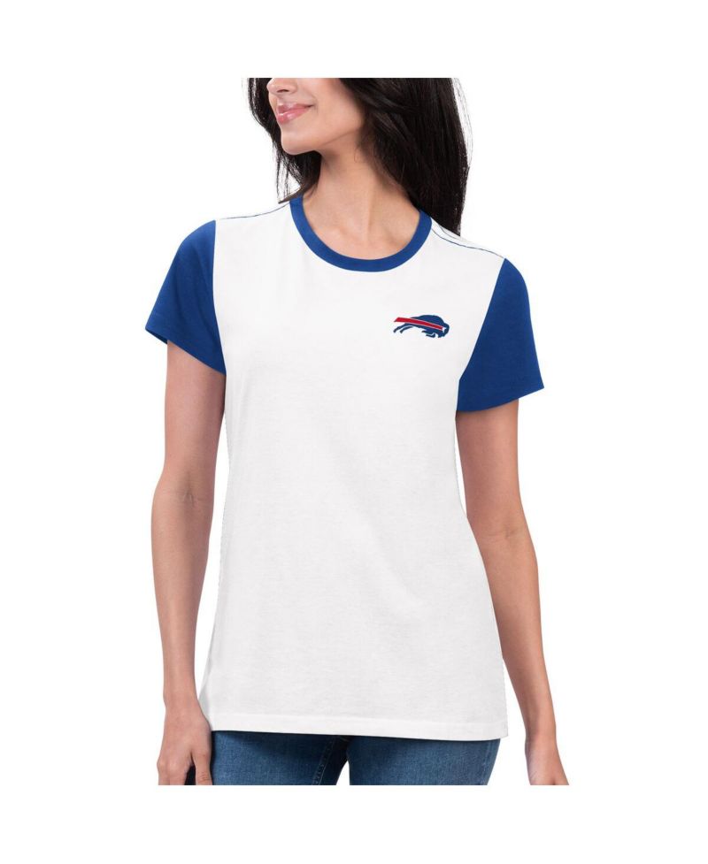 Women's White/Royal Buffalo Bills Fashion Illustration T-Shirt