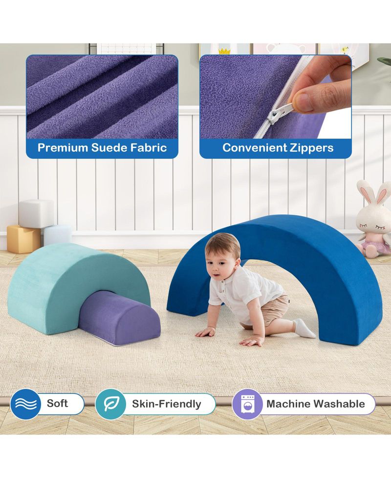 Kids' Rainbow Arc Climber Set with Foam Blocks and Machine
