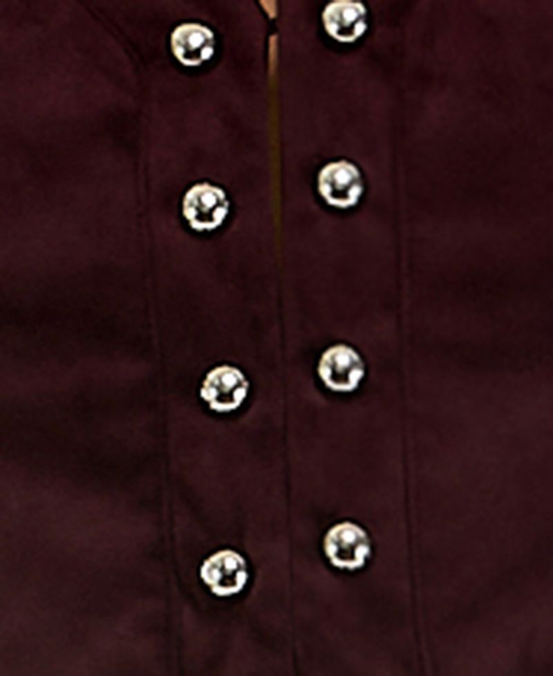 Juniors' Suede V-Neck Studded Vest and Midi Skirt Set