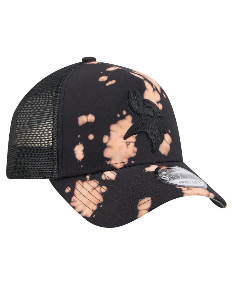 Men's Black Minnesota Vikings Bleached A-Frame 9FORTY Trucker Adjustable Hat