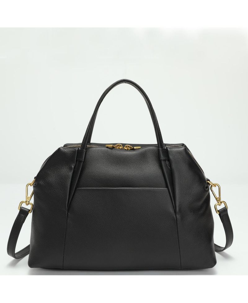 Ava Pebbled Leather Satchel Bag for Women Top Handle Crossbody Purse Structured Medium Everyday Tote with Shoulder Strap