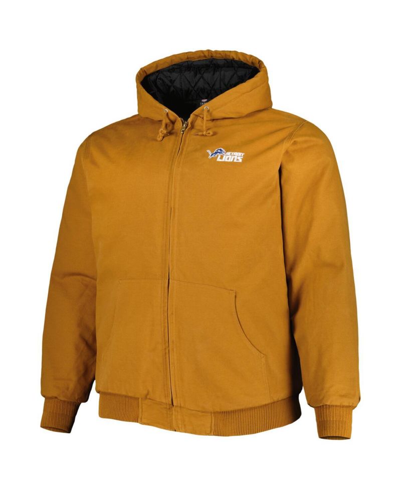 Men's Tan Detroit Lions Big & Tall Dakota Canvas Hoodie Full-Zip Jacket