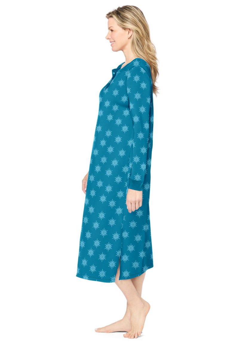 Women's Dreams and Co. Thermal Henley Sleepshirt
