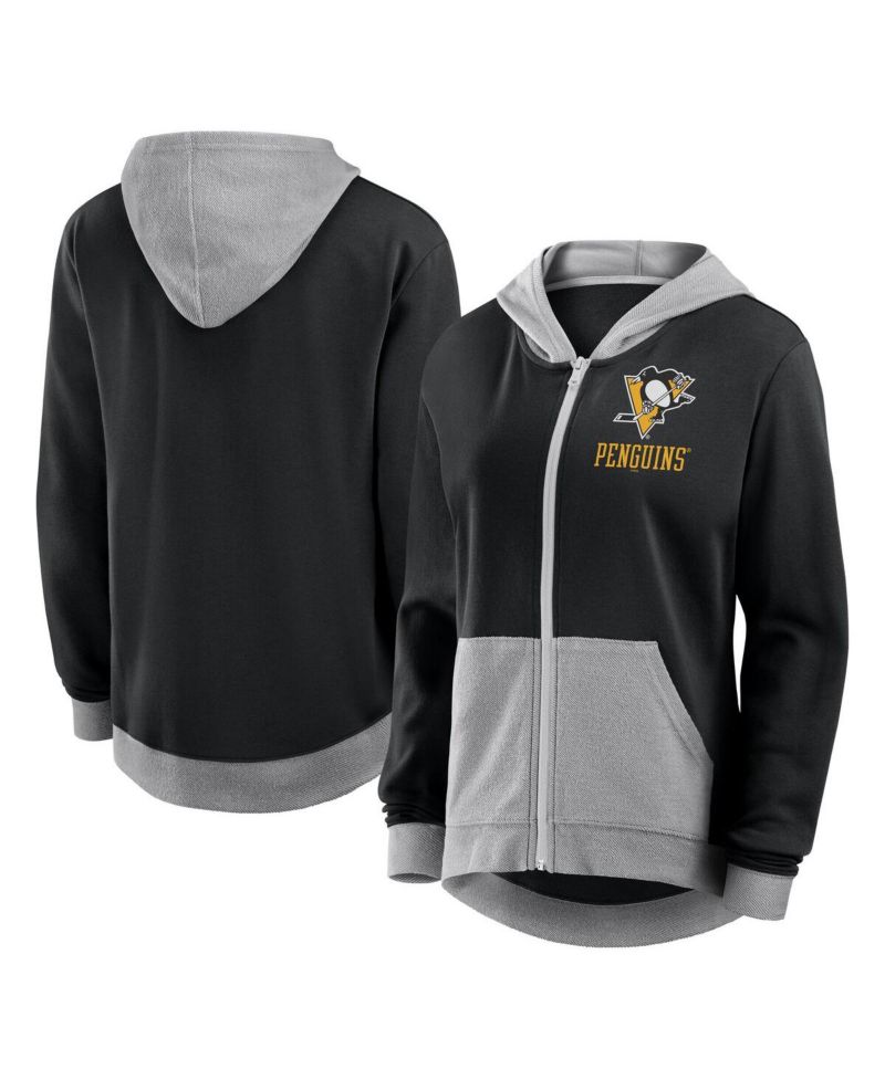 Women's Black Pittsburgh Penguins Hit It French Terry Full-Zip Hoodie