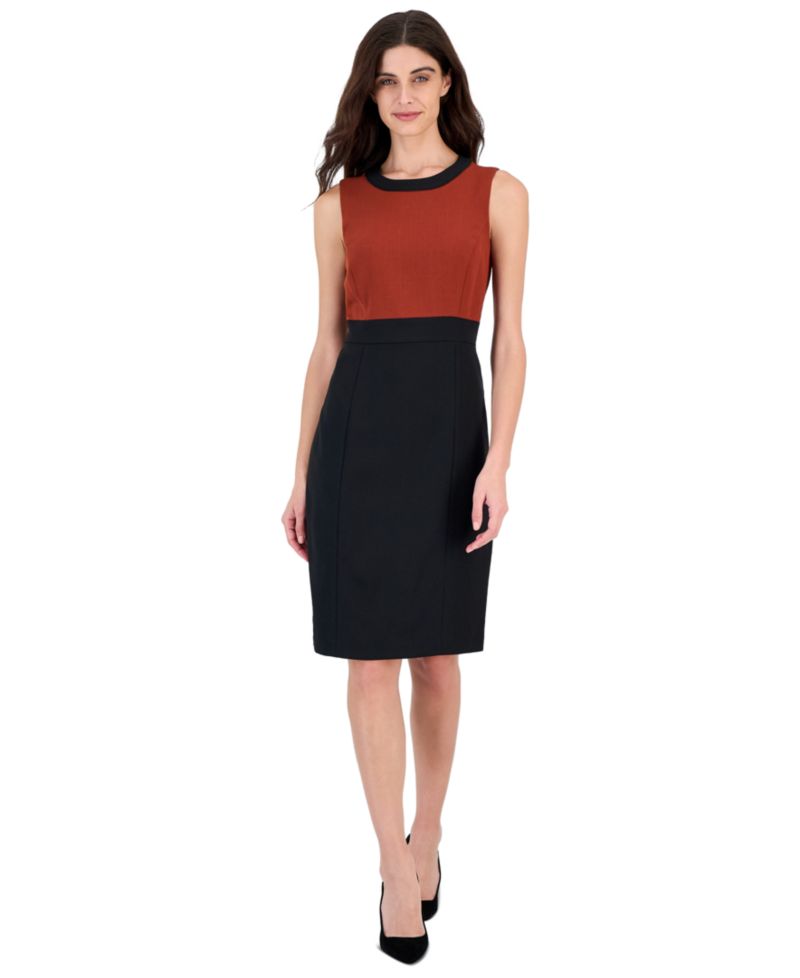 Women's Sleeveless Contrast Bodice Sheath Dress