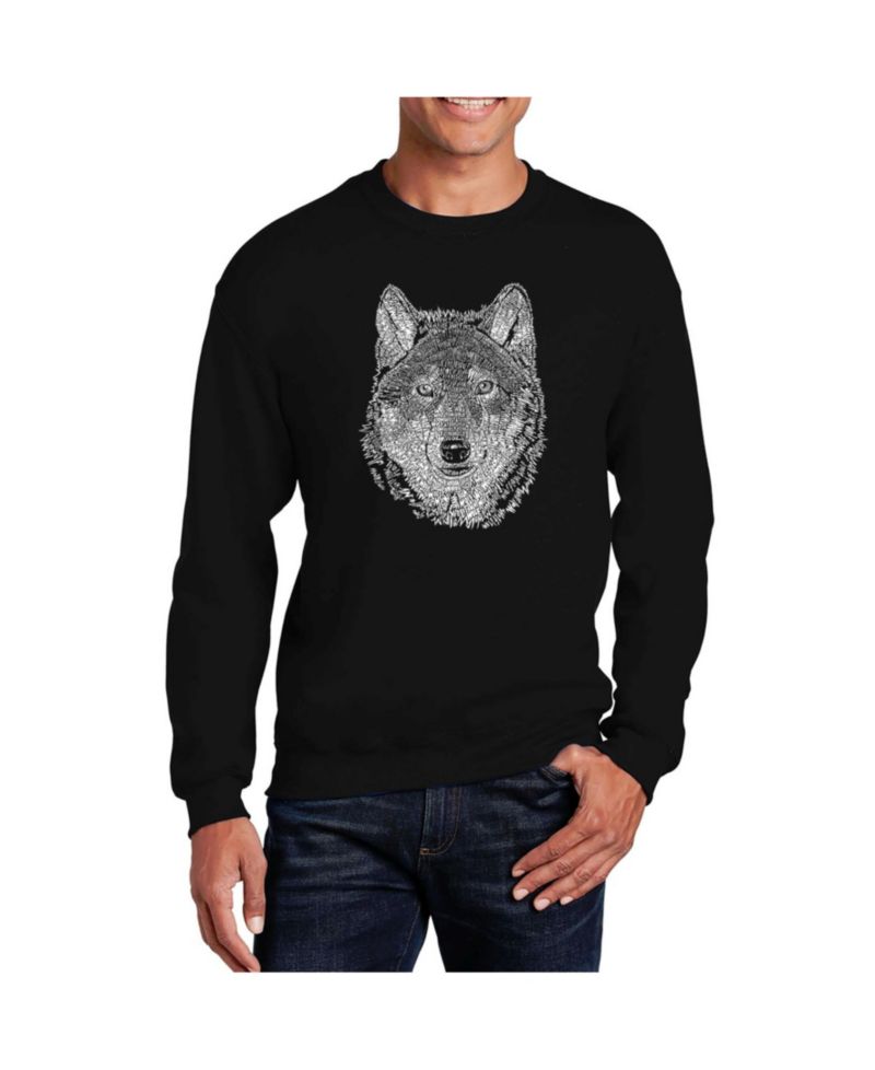 Men's Word Art Wolf Crewneck Sweatshirt