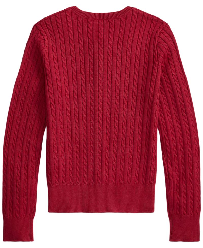 Girls' 7-16 Mini-Cable Cotton Cardigan