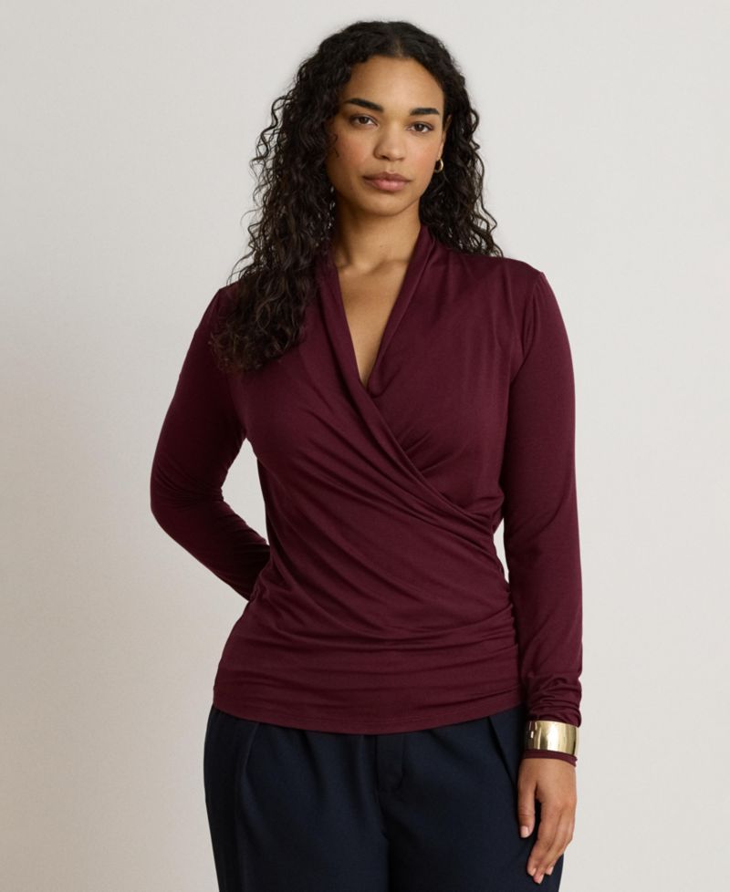 Women's Long-Sleeve Surplice Blouse