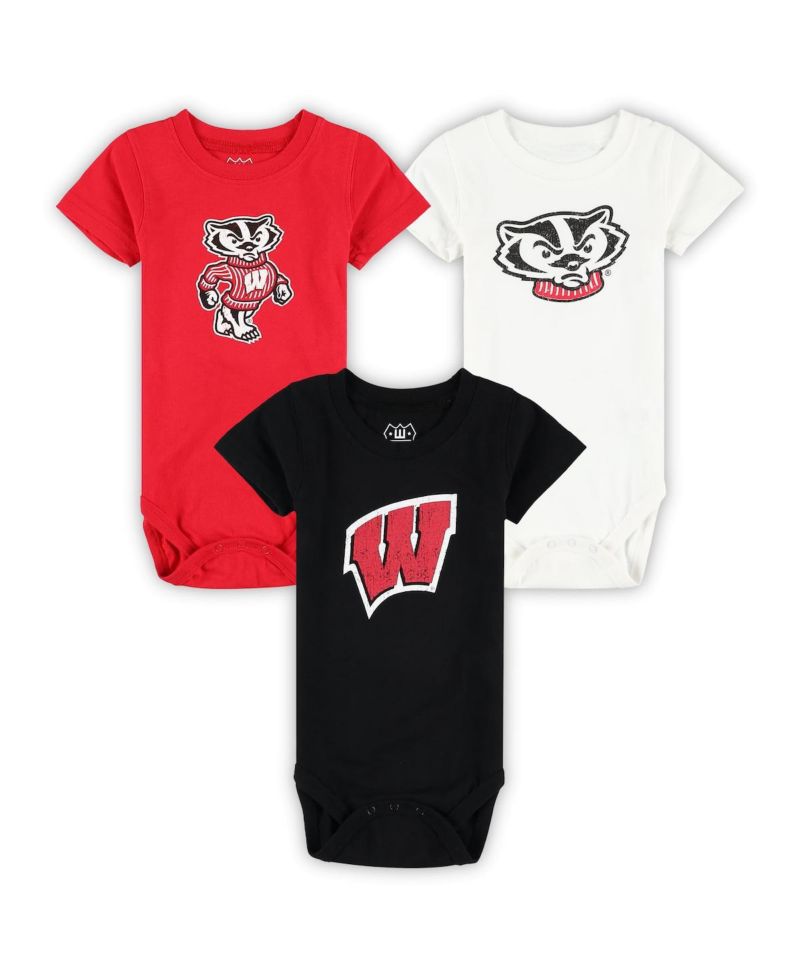 Baby Boys and Girls 3-Pack Wisconsin Badgers Bodysuit Set