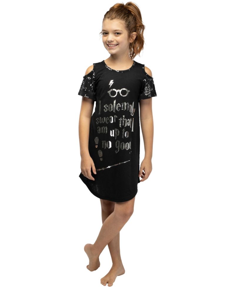 Intimo Girls' "Solemnly Swear" Cold Shoulder Kids Nightgown Pajama