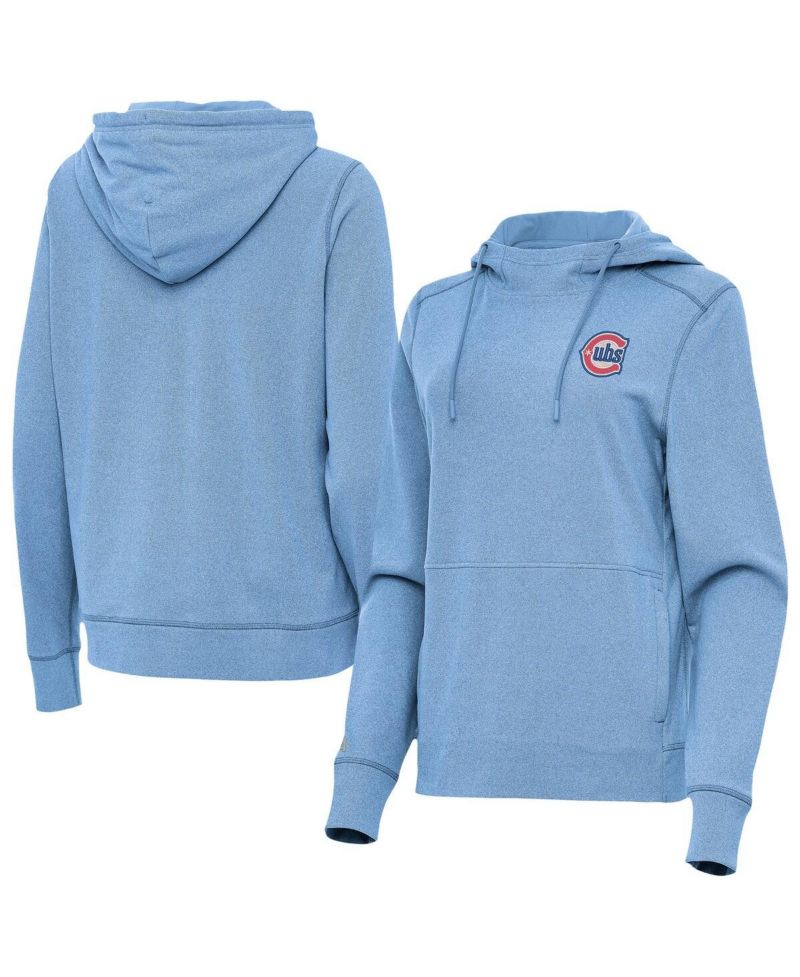 Women's Heather Powder Blue Chicago Cubs Alternate Logo Justice Pullover Hoodie