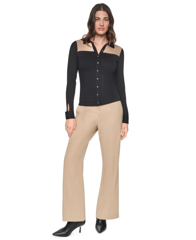 Women's Colorblock Collared Button-Up Ultralight Top