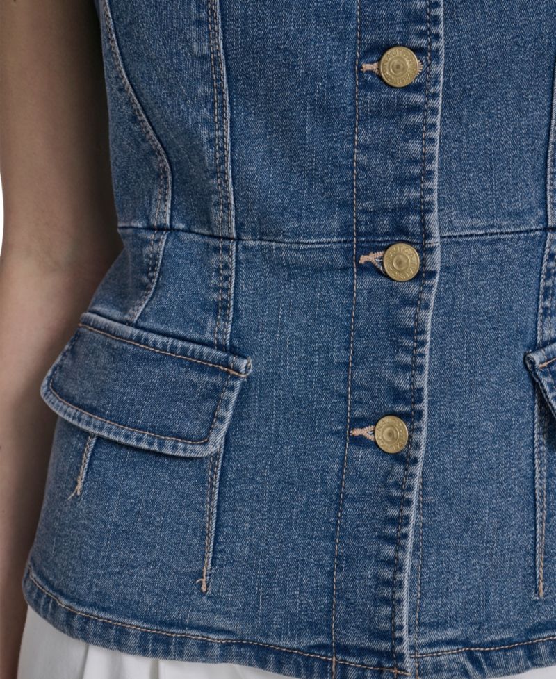 Women's Button Front Denim Vest