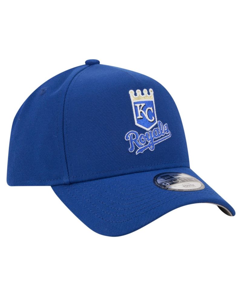 Big Boys and Girls Royal Kansas City Royals Cooperstown Logo 9FORTY A-Frame Adjustable Hat