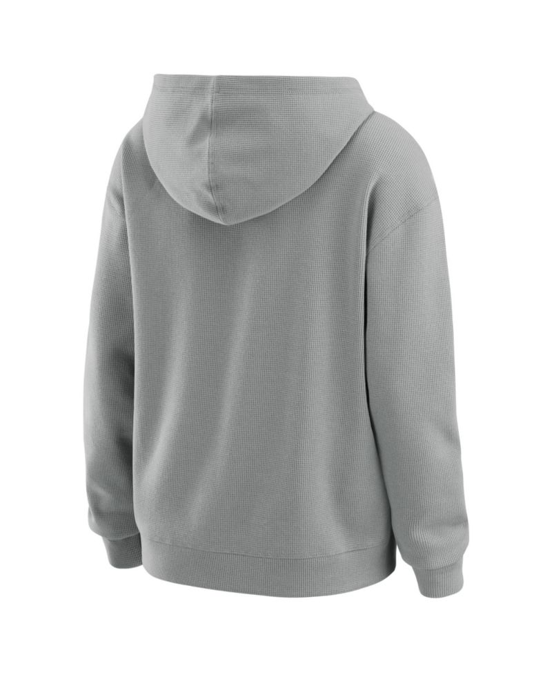Women's Gray New York Yankees Plus Size Waffle-Knit Long-Sleeve Hoodie Lounge Pant Set