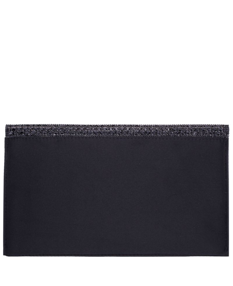 Crystal Embellished Flap Slim Magnetic Snap Clutch