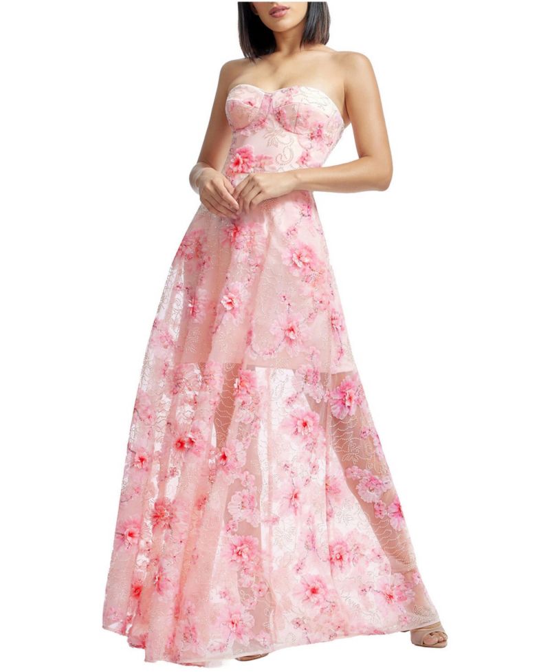 Women's Connor Strapless Sweetheart 3D-Floral Gown