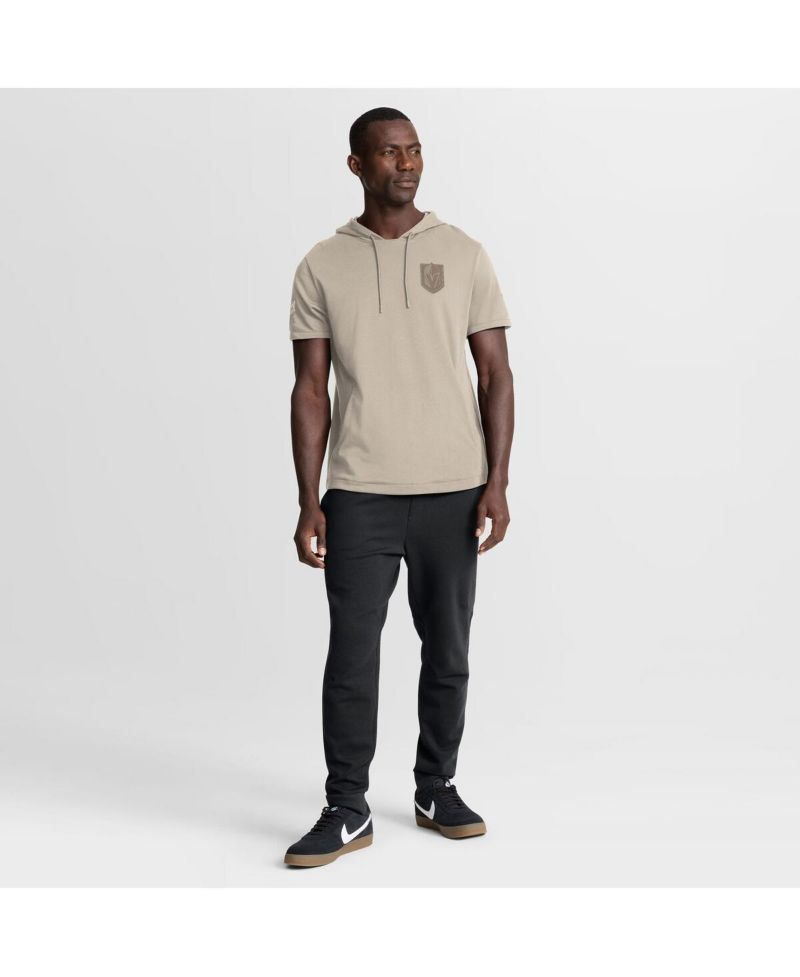 Men's Tan Vegas Golden Knights Authentic Pro Road Short Sleeve Hoodie