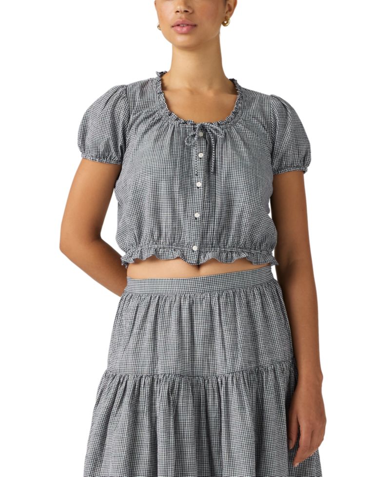 Plus Size Chiara Front Button Short-Sleeve Blouse