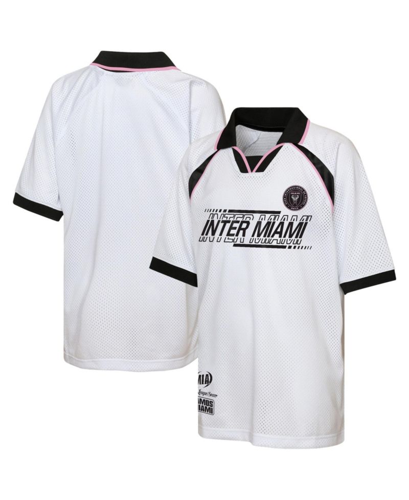Big Boys and Girls White Inter Miami CF Mesh Raglan T-Shirt