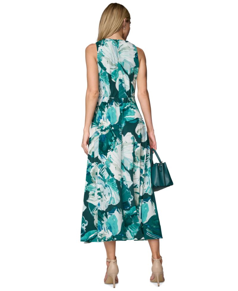 Petite Twist Front Printed Midi Dress