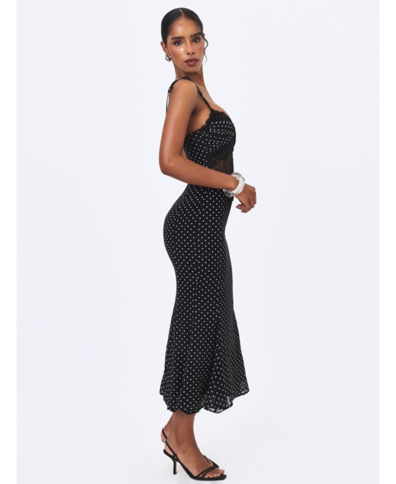 Women's Zehra Polka-Dot Lace Cutout Midi Dress