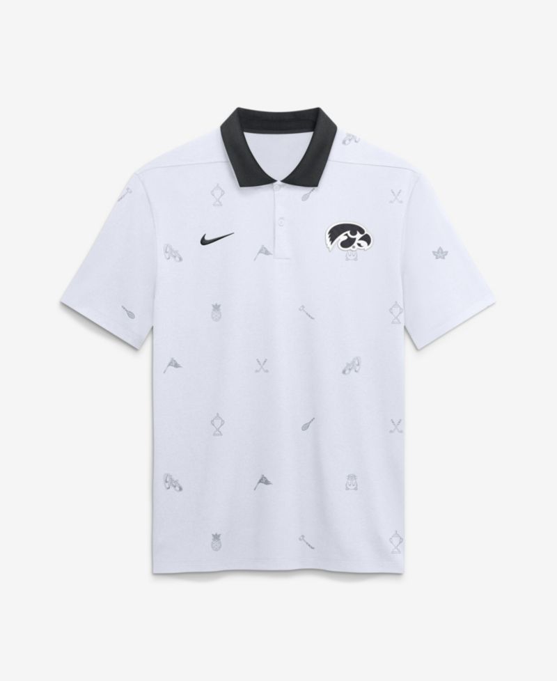 Men's White Iowa Hawkeyes Vapor Pattern Dri-FIT Polo Shirt