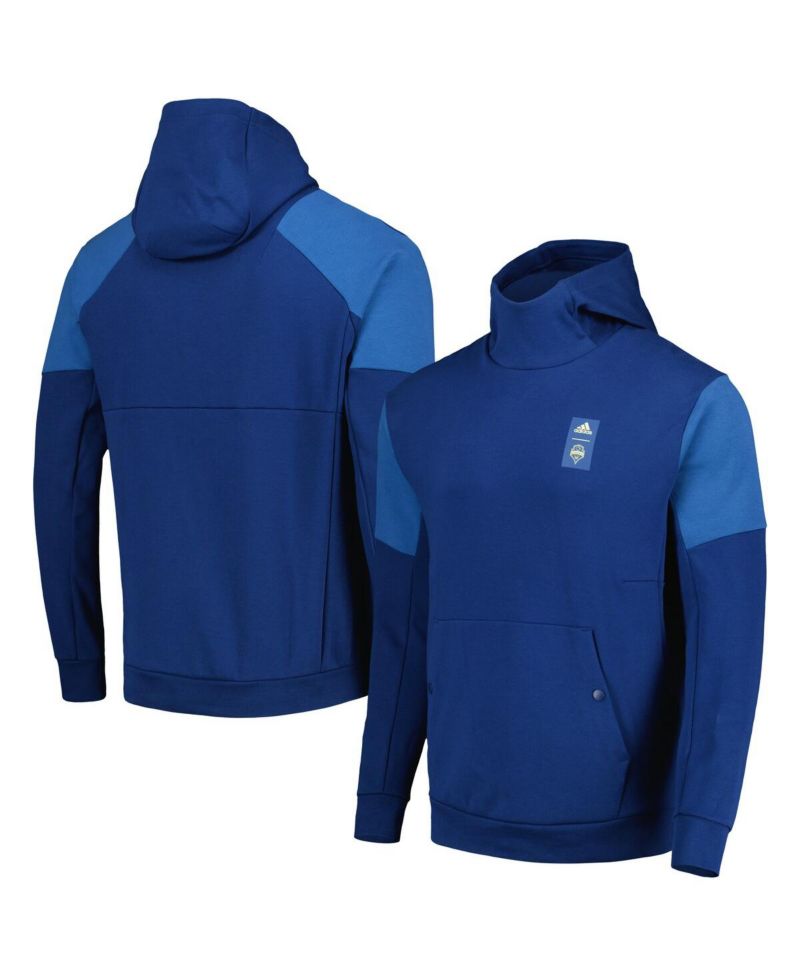 Men's Blue Seattle Sounders FC 2023 Player Travel Pullover Hoodie