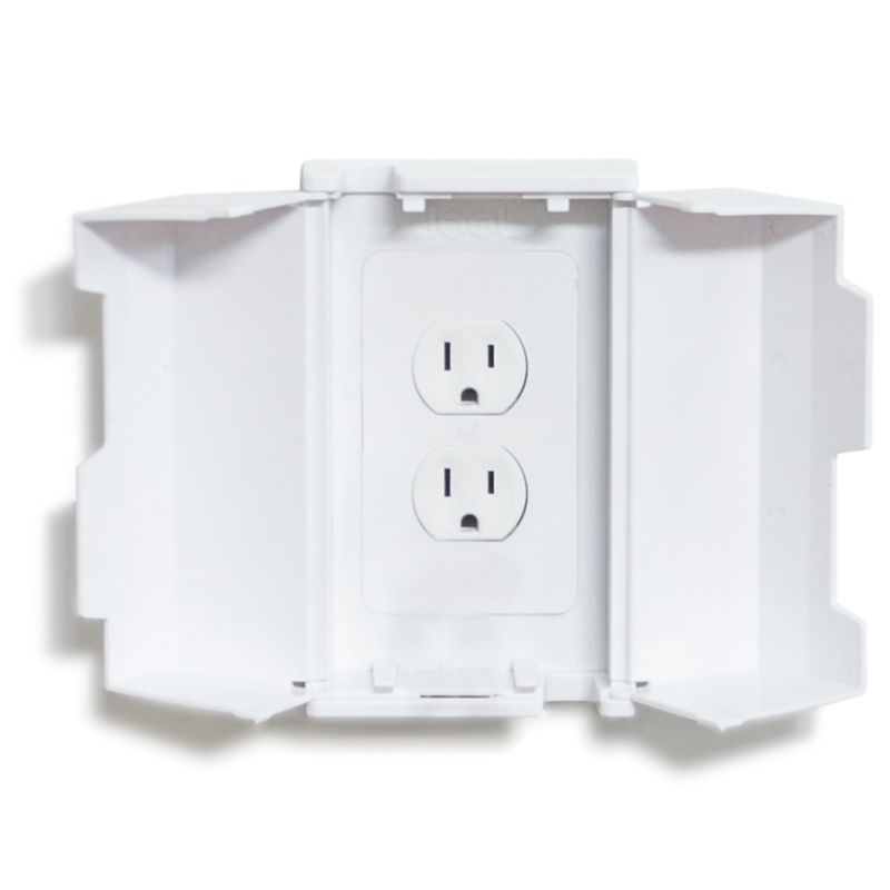 Toddler Electrical Outlet Cover Box Safety, Duplex & Decorator Electrical Outlet Plates Included, Spacious Compartment (2-Pack)