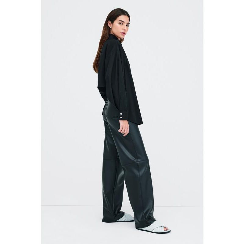 Women's Ezra Cropped-Back Cotton Poplin Button-Up Shirt with Dolman Sleeves