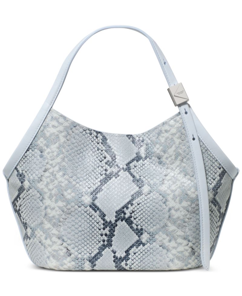 Deco Tulip Small Snake Embossed Leather Tote Handbag