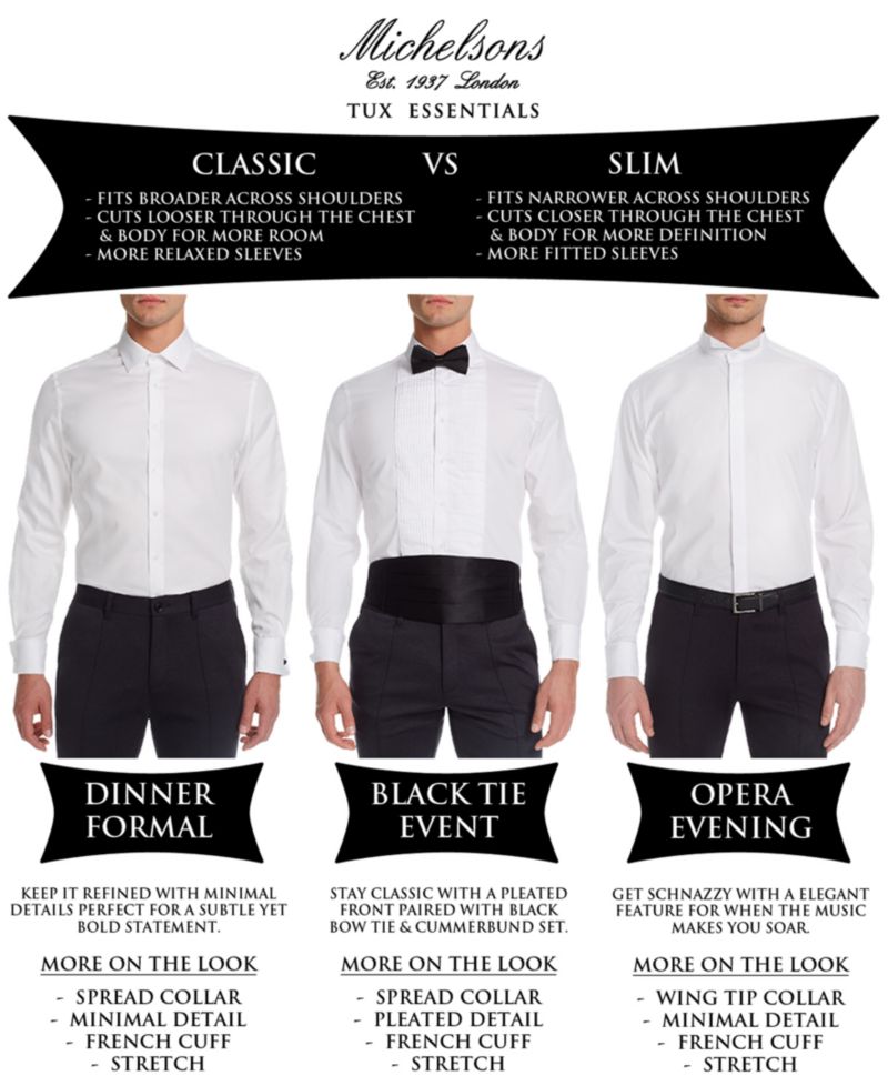 Stretch Pleated Bib French Cuff Tuxedo Shirt, Regular & Slim Fit