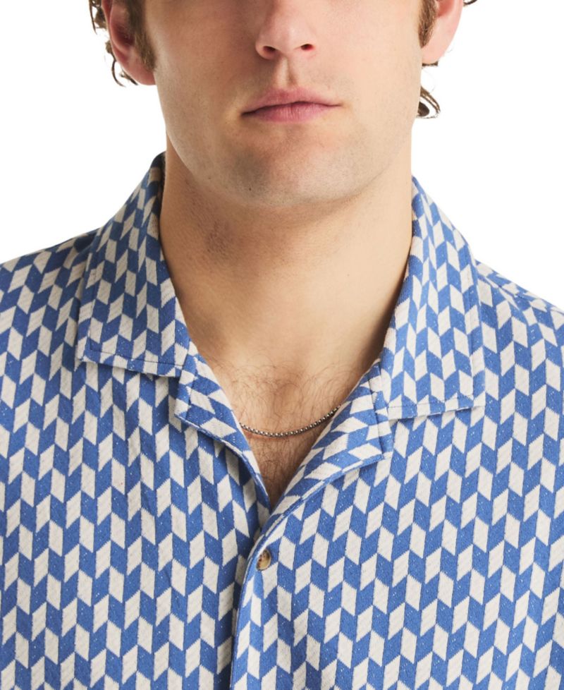 Men's Short-Sleeve Jacquard Print Shirt