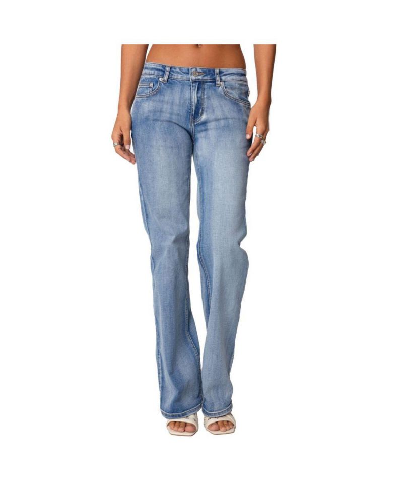 Women's Boot Cut Washed Low Rise Jeans