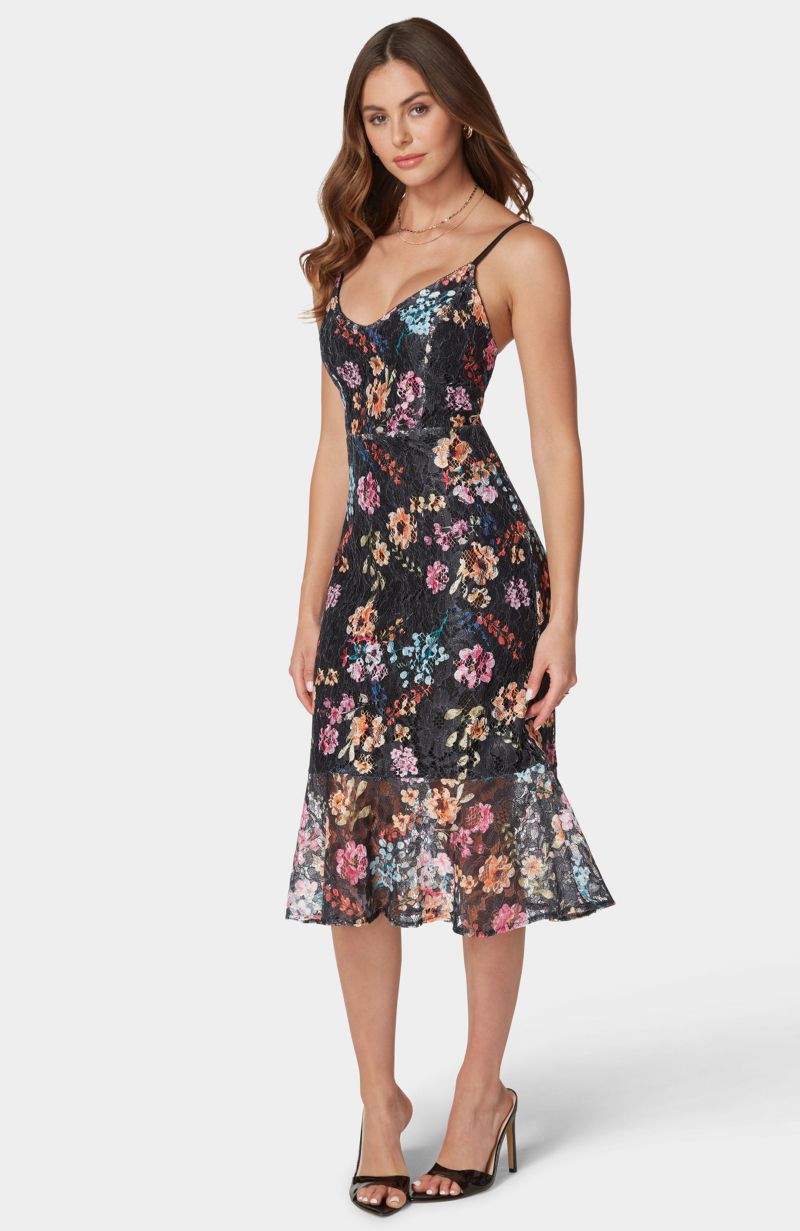 Women's Printed Lace Midi Dress