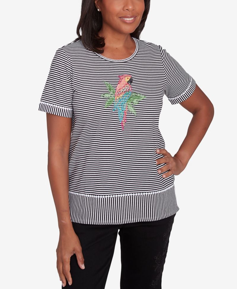 Women's Classic Crewneck Parrot Striped Top