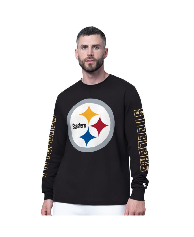 Men's Black Pittsburgh Steelers Clutch Hit II Long-Sleeve T-Shirt
