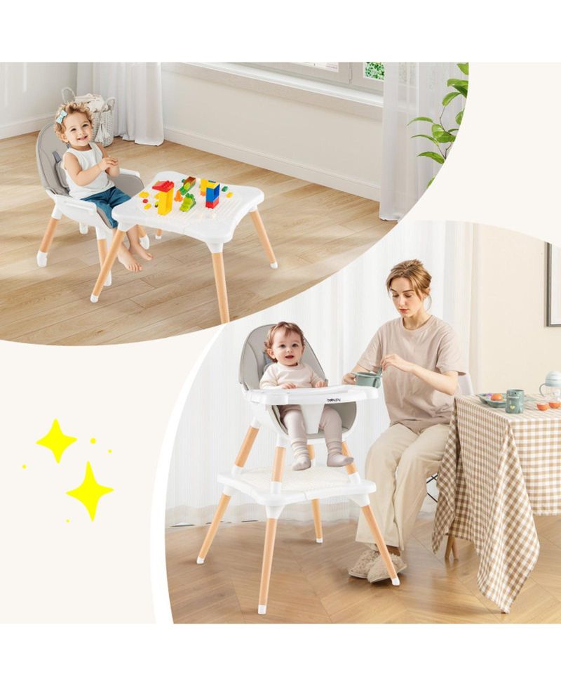 Toddler 6-in-1 Convertible Wooden High Chair