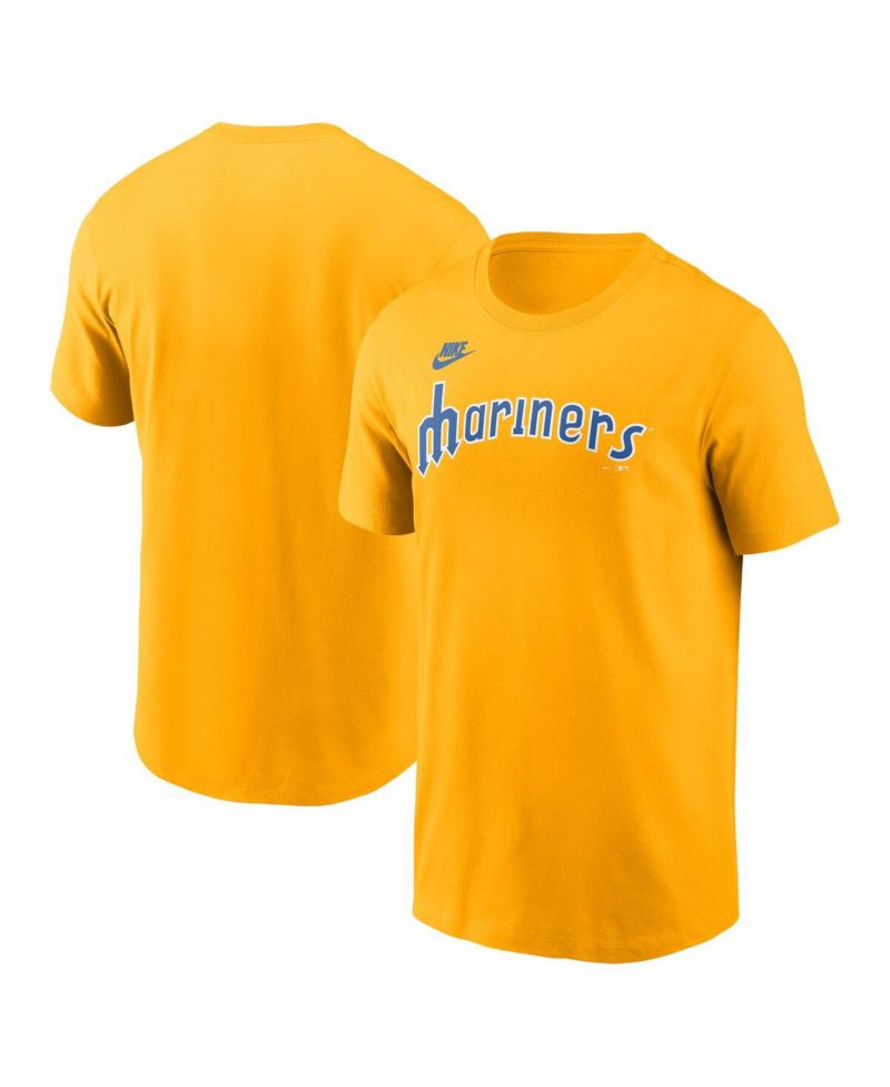 Men's Gold Seattle Mariners Cooperstown Wordmark T-Shirt