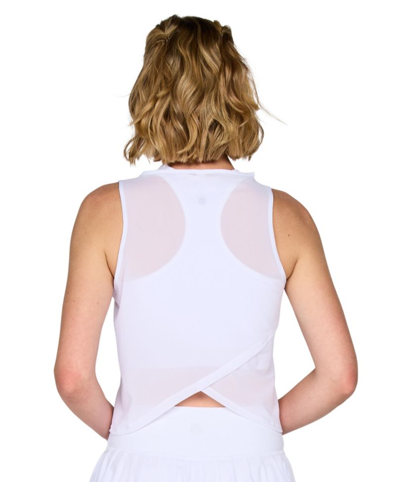Women's Crop Mesh Cross-Back Sleeveless Tee