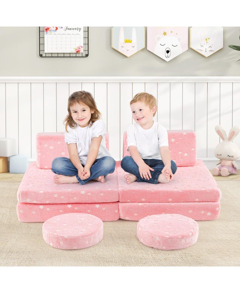 Glow-in-the-Dark Modular Play Couch Set for Kids with Handles