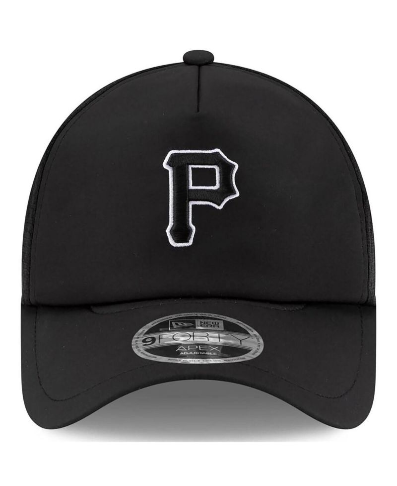 Men's Black Pittsburgh Pirates 2026 Batting Practice Apex 9FORTY Adjustable Trucker Hat