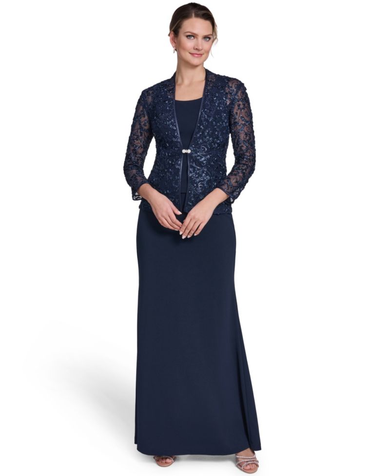Women's Jewel Neck Jacket Ball Gown
