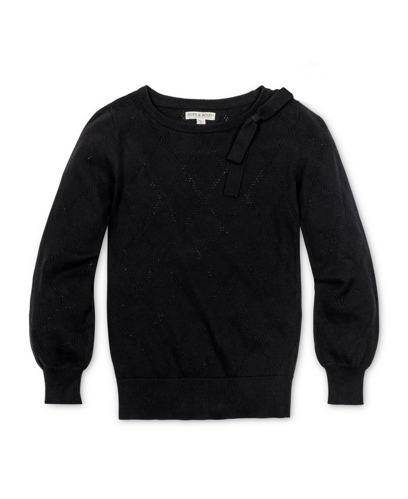 Women's Hope and Henry Organic Bow Detail Pointelle Sweater