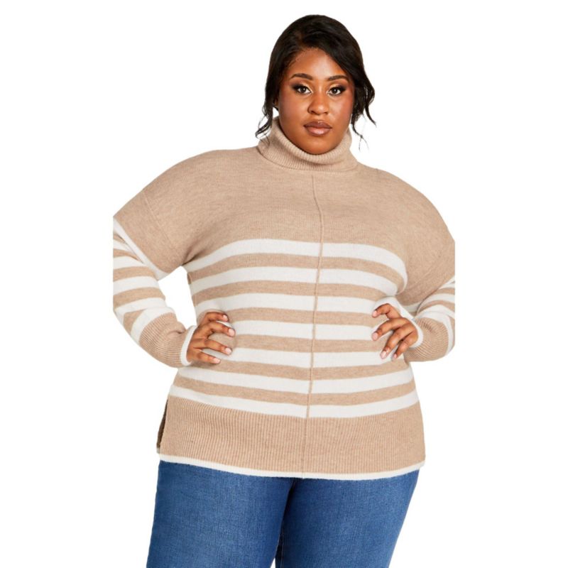Women's Livvy Roll Neck Stripe Sweater