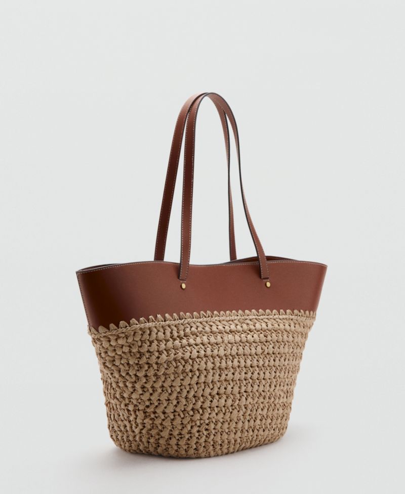 Women's Large Natural Fiber Basket Handbag