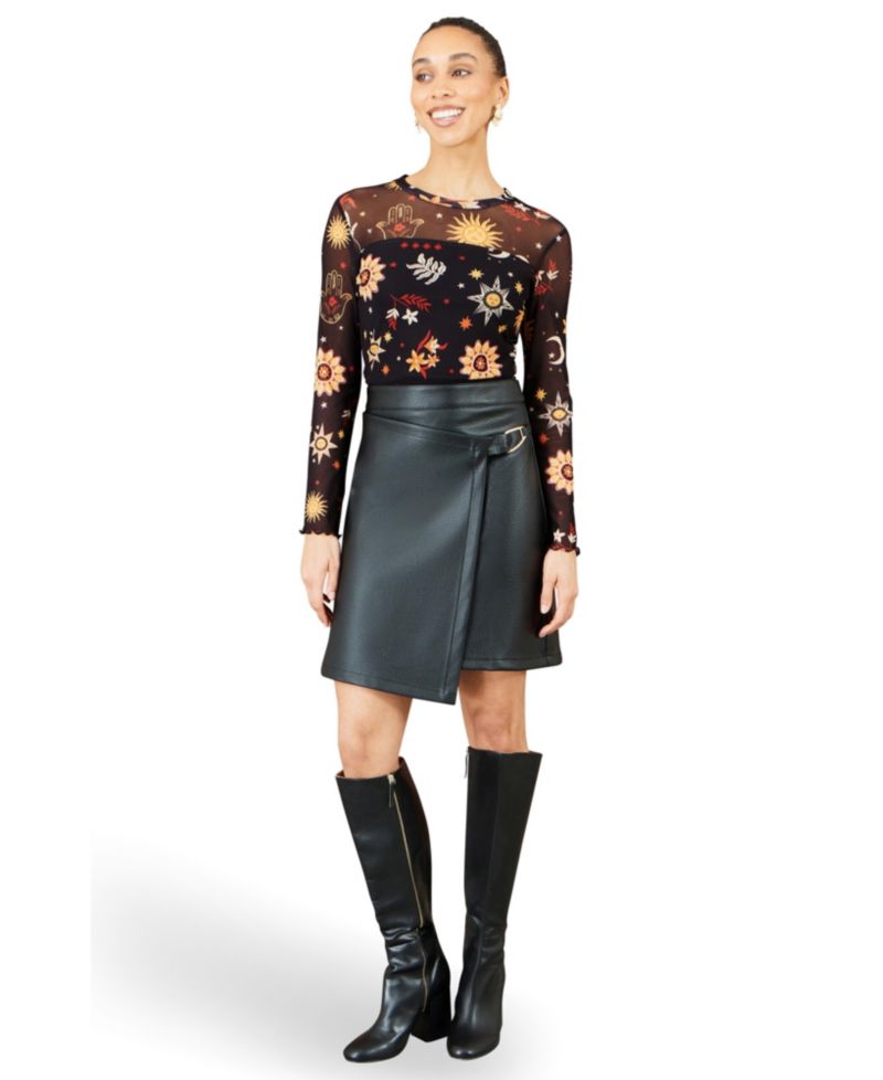 Women's Cosmic Mesh Long-Sleeve Sheer Top