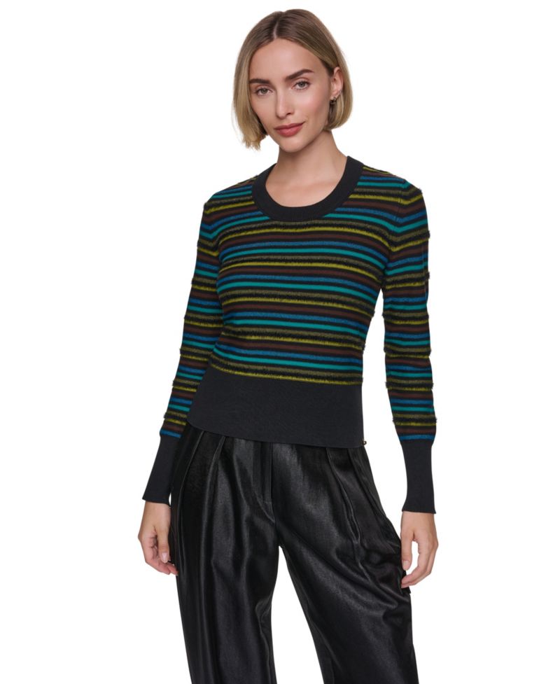 Women's St Germain Combo Stripe Poorboy Long-Sleeve Crewneck Pullover
