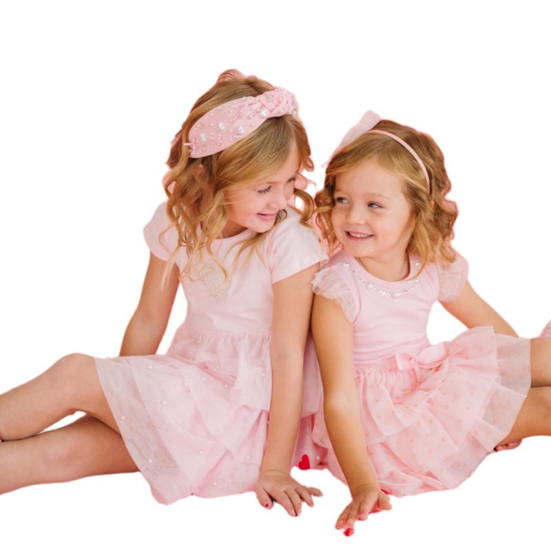 Baby Girls Pearl Heart Tiered Short Sleeve Tutu Dress