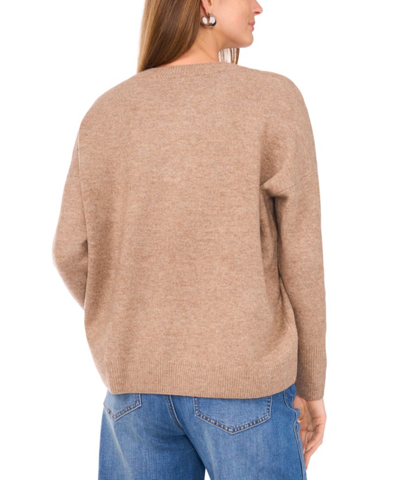 Women's Cozy V-Neck Dropped-Shoulder Sweater